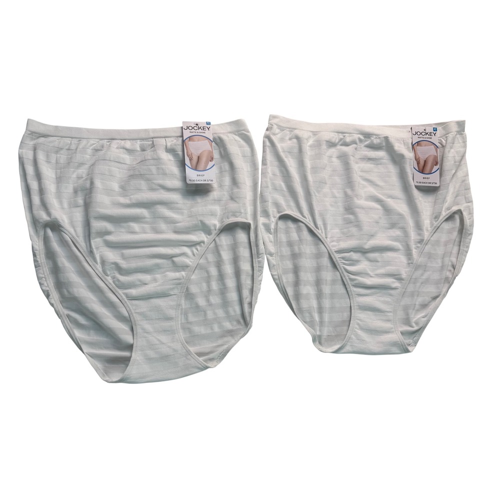 Jockey Matte & Shine Seamfree Briefs 2 Pack White Microfiber Stretch Size 9 XXL